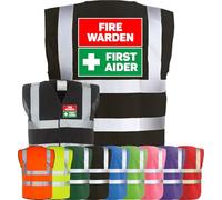 Corporate Togs FIRE WARDEN FIRST AIDER High Visibility Safety Vest - Fire Warden Waistcoat Tabard, Fully EN471 & Hook & Loop Fastening Waistcoat | Personal Protective Equipment & Safety Vests