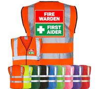 Corporate Togs FIRE WARDEN FIRST AIDER High Visibility Safety Vest - Fire Warden Waistcoat Tabard, Fully EN471 & Velcro Fastening Waistcoat | Personal Protective Equipment & Safety Vests