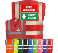 Corporate Togs FIRE WARDEN FIRST AIDER High Visibility Safety Vest - Fire Warden Waistcoat Tabard, Fully EN471 & Fastening Waistcoat | Personal Protective Equipment & Safety Vests