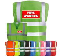 Corporate Togs FIRE WARDEN Printed Vest - High Visibility, Safety Waistcoat Tabard, British Standard CE Marked, Fastening Vest | Protective Safety Wear