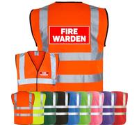 Corporate Togs FIRE WARDEN Printed Vest - High Visibility, Safety Waistcoat Tabard, British Standard CE Marked, Fastening Vest | Protective Safety Wear