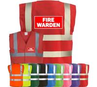 Corporate Togs FIRE WARDEN Printed Vest - High Visibility, Safety Waistcoat Tabard, British Standard CE Marked, Fastening Vest | Protective Safety Wear