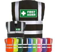 Corporate Togs FIRST AIDER Printed Waistcoat - High Visibility Safety Vest Tabard, Brace Hi-Vis Strips, Fully EN471 Health, Protective Safety Wear | Safety Apparel