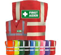 Corporate Togs FIRST AIDER Printed Waistcoat - High Visibility Safety Vest Tabard, Brace Hi-Vis Strips, Fully EN471 Health, Protective Safety Wear | Safety Apparel
