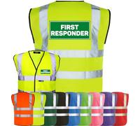 Corporate Togs FIRST RESPONDER Printed Hi-Vis Waistcoat - Safety Vest Tabard, Fully EN471 and Fastening Waistcoat, British Standard CE Marked | Personal Protective Equipment