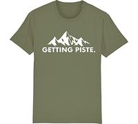 Corporate Togs Getting Piste - Apres Ski Skier Skiing Snowboarding Ski Holiday T-Shirt, Small, Olive Green