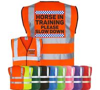 Corporate Togs HORSE IN TRAINING SLOW DOWN Equine Hi-Vis Vest - Equestrian Safety Waistcoat Tabard, Fully EN471 and Fastening Vest | Personal Protective Equipment