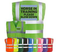 Corporate Togs HORSE IN TRAINING SLOW DOWN Equine Hi-Vis Vest - Equestrian Safety Waistcoat Tabard, Fully EN471 and Fastening Vest | Personal Protective Equipment
