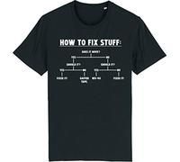 Corporate Togs How to Fix Stuff T-Shirt Funny DIY Man DIY Engineer Builder, Medium, Black