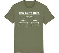Corporate Togs How to Fix Stuff T-Shirt Funny DIY Man DIY Engineer Builder, Medium, Olive Green