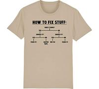 Corporate Togs How to Fix Stuff T-Shirt Funny DIY Man DIY Engineer Builder, X-Large, Khaki