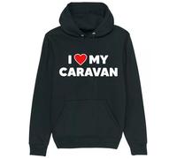 Corporate Togs I Love My Caravan Funny Hoodie - Camper Gift Idea, Graphic Printed Hoodie, Regular Fit, Unisex, 80% Cotton 20% Polyester, Cotton Hoodie | Graphic Apparel Black