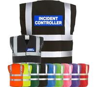 Corporate Togs INCIDENT CONTROLLER Printed High Visibility Waistcoat - Safety Vest Tabard, Health & Safety Compliant, 2 Band & brace Hi-Vis Strips | Personal Protective Equipment