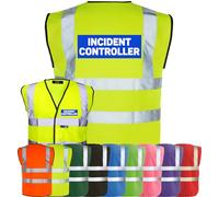Corporate Togs INCIDENT CONTROLLER Printed High Visibility Waistcoat - Safety Vest Tabard, Health & Safety Compliant, 2 Band & brace Hi-Vis Strips | Personal Protective Equipment