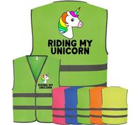Corporate Togs Kids Horse RIDING MY UNICORN Children's Vest - Equine Rider Pink Hi Vis Safety Vest, Fastening Waistcoat | Protective Safety Wear