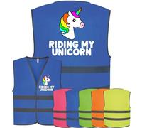 Corporate Togs Kids Horse RIDING MY UNICORN Children's Vest - Equine Rider Pink Hi Vis Safety Vest, Fastening Waistcoat | Protective Safety Wear
