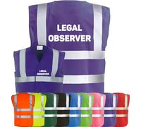 Corporate Togs LEGAL OBSERVER Printed Vest - High Visibility Safety Waistcoat Tabard, Health & Safety Compliant Vest, 2 Band & brace Hi-Vis Strips | Protective Safety Wear