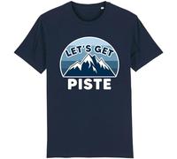 Corporate Togs Let's Get Piste Funny T-Shirt - Snowboarding Holiday Tee, Printed, Regular-Fit T-Shirt, Short Sleeve, 100% Cotton, Unisex T-Shirt | Graphic Apparel Navy Blue