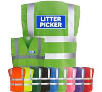 Corporate Togs LITTER PICKER Printed Hi-Vis Vest - High Visibility Safety Vest Tabard, Brace Hi-Vis Strips, Fastening Waistcoat | Protective Safety Wear