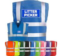 Corporate Togs LITTER PICKER Printed Hi-Vis Vest - High Visibility Safety Vest Tabard, Brace Hi-Vis Strips, Fastening Waistcoat | Protective Safety Wear