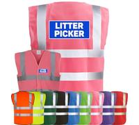 Corporate Togs LITTER PICKER Printed Hi-Vis Vest - High Visibility Safety Vest Tabard, Brace Hi-Vis Strips, Fastening Waistcoat | Protective Safety Wear