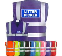 Corporate Togs LITTER PICKER Printed Hi-Vis Vest - High Visibility Safety Vest Tabard, Brace Hi-Vis Strips, Fastening Waistcoat | Protective Safety Wear