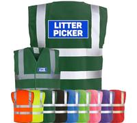 Corporate Togs LITTER PICKER Printed Hi-Vis Vest - High Visibility Safety Vest Tabard, Brace Hi-Vis Strips, Fastening Waistcoat | Protective Safety Wear