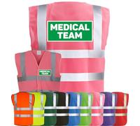 Corporate Togs MEDICAL TEAM Printed Hi-Vis Waistcoat - High-Visibility Safety Vest Tabard, Brace Hi-Vis Strips, Fastening Waistcoat | Protective Safety Wear