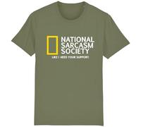 Corporate Togs National Sarcasm Society Men’s Funny T-Shirt, Round Neck Printed Shirt - 100% Cotton Tee | Unisex Apparels Olive Green