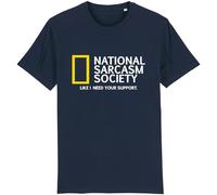 Corporate Togs National Sarcasm Society Men’s Funny T-Shirt, Round Neck Printed Shirt - 100% Cotton Tee | Unisex Apparels Navy Blue