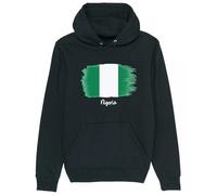 Corporate Togs Nigeria Nigerian Flag Printed Hoodie - Nationality Support Sports Hoodie, Hooded Neckline, Long Sleeves, Regular Fit, Pullover Hoodie | Unisex & Men’s Clothing Black