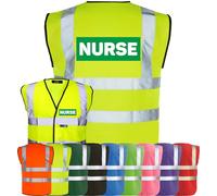 Corporate Togs NURSE Printed Hi-Vis Vest - High Visibility Safety Waistcoat Tabard, Fastening, Health & Safety Compliant Waistcoat | Protective Safety Wear