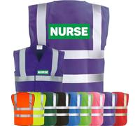 Corporate Togs NURSE Printed Hi-Vis Vest - High Visibility Safety Waistcoat Tabard, Fastening, Health & Safety Compliant Waistcoat | Protective Safety Wear