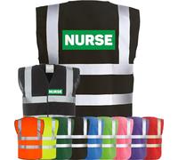 Corporate Togs NURSE Printed Hi-Vis Vest - High Visibility Safety Waistcoat Tabard, Fastening, Health & Safety Compliant Waistcoat | Protective Safety Wear