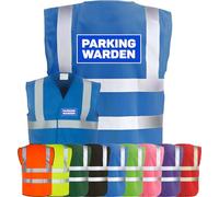 Corporate Togs PARKING WARDEN Printed Hi-Vis Reflective Vest - High Visibility Vest with Reflective Bands & Braces, Fully EN471 Health & Safety Compliant Gear | Safety Accessory