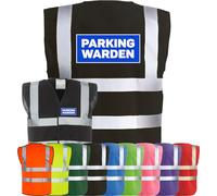 Corporate Togs PARKING WARDEN Printed Hi-Vis Reflective Vest - High Visibility Vest with Reflective Bands & Braces, Fully EN471 Health & Safety Compliant Gear - Safety Accessory