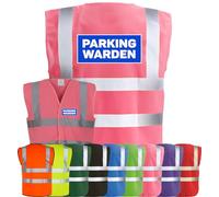 Corporate Togs PARKING WARDEN Printed Hi-Vis Reflective Vest - High Visibility Vest with Reflective Bands & Braces, Fully EN471 Health & Safety Compliant Gear - Safety Accessory