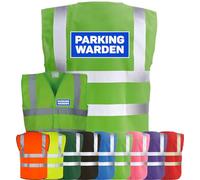 Corporate Togs PARKING WARDEN Printed Hi-Vis Reflective Vest - High Visibility Vest with Reflective Bands & Braces, Fully EN471 Health & Safety Compliant Gear - Safety Accessory