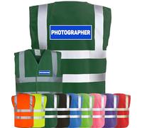 Corporate Togs PHOTOGRAPHER Printed Waistcoat - Hi-Vis Safety Vest, 2 Band & brace Hi-Vis Strips, Fastening Waistcoat | Personal Protective Equipment & Safety Wear