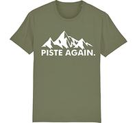 Corporate Togs Piste Again - Apres Ski Skier Skiing Snowboarding Ski Holiday T-Shirt, X-Large, Olive Green