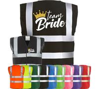 Corporate Togs TEAM BRIDE QUEEN BRIDE Waistcoat - Hen Do Party Night Wedding Vest, Hi-Vis Funny T-Shirt Vest, Fastening Waistcoat | Protective Safety Wear
