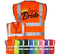 Corporate Togs TEAM BRIDE QUEEN BRIDE Waistcoat - Hen Do Party Night Wedding Vest, Hi-Vis Funny T-Shirt Vest, Fastening Waistcoat | Protective Safety Wear