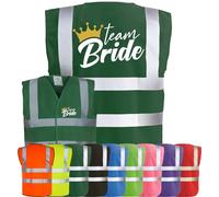 Corporate Togs TEAM BRIDE QUEEN BRIDE Waistcoat - Hen Do Party Night Wedding Vest, Hi-Vis Funny T-Shirt Vest, Fastening Waistcoat | Protective Safety Wear
