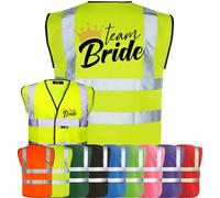Corporate Togs TEAM BRIDE QUEEN BRIDE Waistcoat - Hen Do Party Night Wedding Vest, Hi-Vis Funny T-Shirt Vest, Fastening Waistcoat | Protective Safety Wear