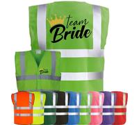 Corporate Togs TEAM BRIDE QUEEN BRIDE Waistcoat - Hen Do Party Night Wedding Vest, Hi-Vis Funny T-Shirt Vest, Fastening Waistcoat | Protective Safety Wear