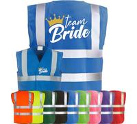 Corporate Togs TEAM BRIDE QUEEN BRIDE Waistcoat - Hen Do Party Night Wedding Vest, Hi-Vis Funny T-Shirt Vest, Fastening Waistcoat | Protective Safety Wear