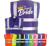 Corporate Togs TEAM BRIDE QUEEN BRIDE Waistcoat - Hen Do Party Night Wedding Vest, Hi-Vis Funny T-Shirt Vest, Fastening Waistcoat | Protective Safety Wear