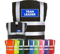 Corporate Togs TEAM LEADER Waistcoat - Printed High Visibility Tabard, Fastening, Health & Safety Compliant Waistcoat, Brace Hi-Vis Strips | Protective Safety Wear