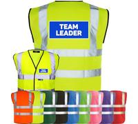 Corporate Togs TEAM LEADER Waistcoat - Printed High Visibility Tabard, Fastening, Health & Safety Compliant Waistcoat, Brace Hi-Vis Strips | Protective Safety Wear