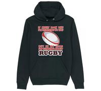 Corporate Togs Thinking About Rugby Hoodie [Small to XX-Large] - Hooded Neck Pullover with Rugby Graphic, Long Sleeves, Cotton Hoodie, Gift For Him, Unisex Design | Novelty Clothing Black